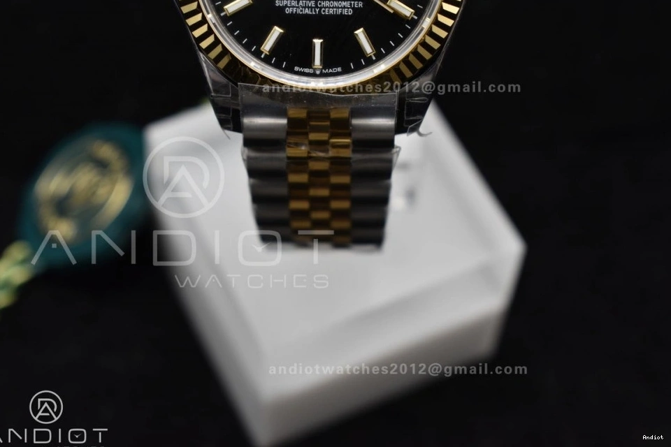 GSF DateJust Bracelet 278273 Soft President 561 on Ladies 316L Steel YG Black Dial Stick Markers 31 0731